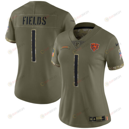 Justin Fields Chicago Bears Women's 2022 Salute To Service Limited Jersey - Olive