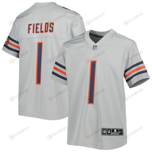 Justin Fields Chicago Bears Youth Inverted Game Jersey - Gray