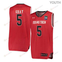 Justin Gray 5 Texas Tech Red Raiders Basketball Youth Jersey - Red
