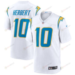 Justin Herbert 10 Los Angeles Chargers Game Jersey - White