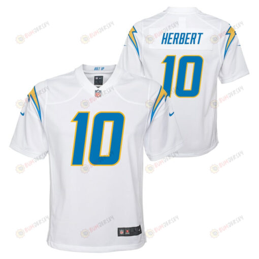 Justin Herbert 10 Los Angeles Chargers Youth Team Game Jersey - White