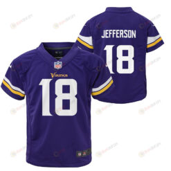 Justin Jefferson 18 Minnesota Vikings Preschool Game Jersey - Purple
