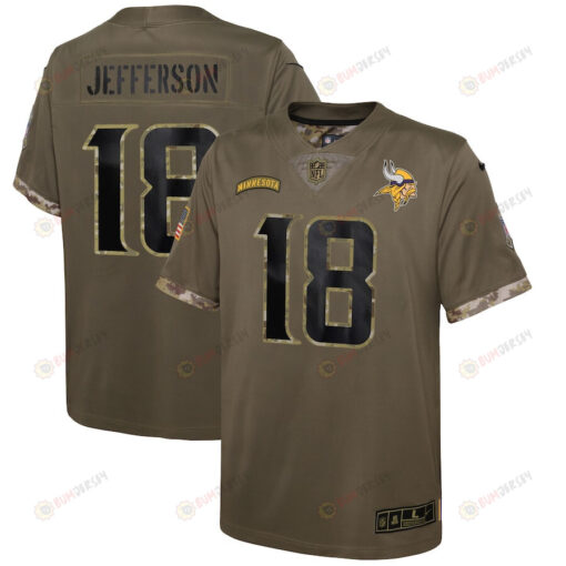 Justin Jefferson Minnesota Vikings 2022 Salute To Service Player Limited Jersey - Olive