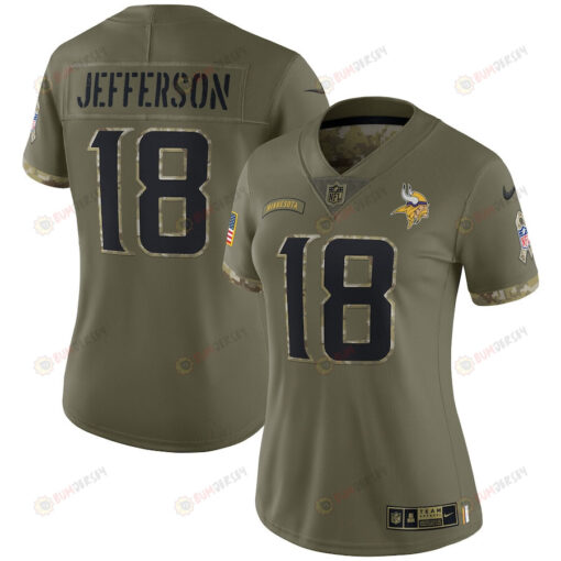 Justin Jefferson Minnesota Vikings Women's 2022 Salute To Service Limited Jersey - Olive