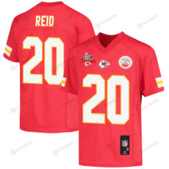 Justin Reid 20 Kansas City Chiefs Super Bowl LVII Champions 3 Stars Youth Jersey - Red