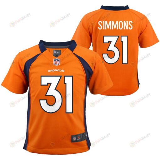 Justin Simmons 31 Denver Broncos Toddler Game Jersey - Orange