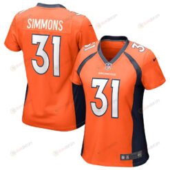 Justin Simmons 31 Denver Broncos Women's Game Jersey - Orange