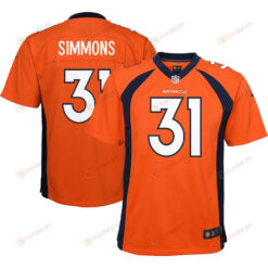 Justin Simmons Denver Broncos Youth Jersey - Orange