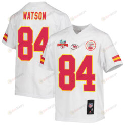 Justin Watson 84 Kansas City Chiefs Super Bowl LVII Champions 3 Stars Youth Jersey - White