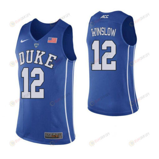 Justise Winslow 12 Duke Blue Devils Elite Basketball Men Jersey - Blue