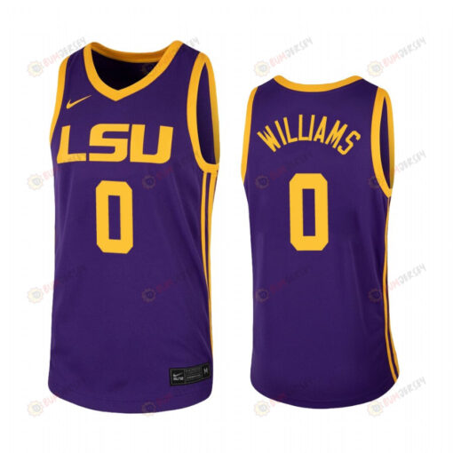 KJ Williams 0 LSU Tigers Purple Jersey 2022-23 College Basketball