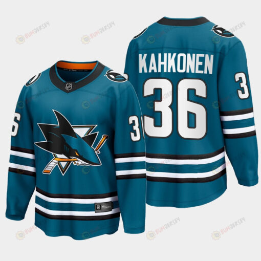 Kaapo Kahkonen 36 San Jose Sharks 2022-23 Home The Evolve Teal Jersey