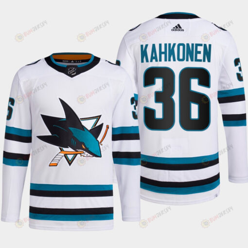 Kaapo Kahkonen 36 San Jose Sharks White Jersey 2022-23 Away Primegreen