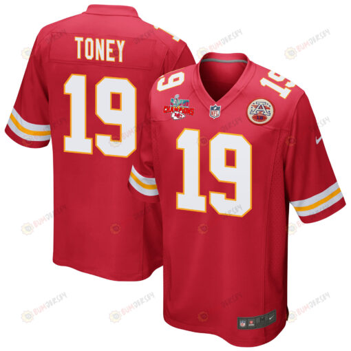 Kadarius Toney 19 Kansas City Chiefs Super Bowl LVII Champions 3 Stars Men's Jersey - Red