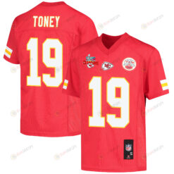 Kadarius Toney 19 Kansas City Chiefs Super Bowl LVII Champions 3 Stars Youth Jersey - Red