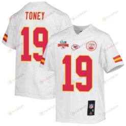 Kadarius Toney 19 Kansas City Chiefs Super Bowl LVII Champions 3 Stars Youth Jersey - White