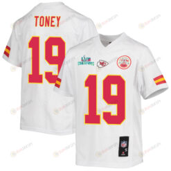 Kadarius Toney 19 Kansas City Chiefs Super Bowl LVII Champions Youth Jersey - White