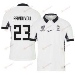 Kalaveti Ravouvou 23 Fiji 2023 Rugby World Cup Home Stadium Jersey - White