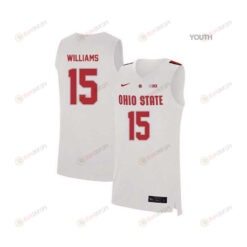 Kam Williams 15 Ohio State Buckeyes Elite Basketball Youth Jersey - White