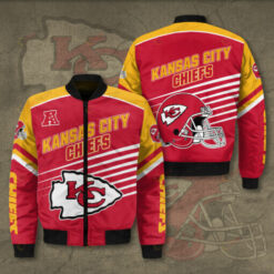 Kansas City Chiefs 3D Logo Pattern Bomber Jacket - Red And Yellow