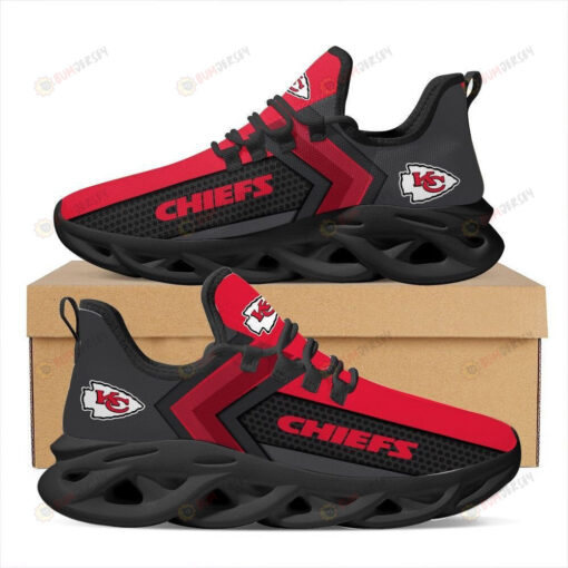 Kansas City Chiefs 3D Max Soul Sneaker Shoes In Black Red