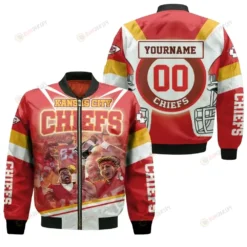Kansas City Chiefs Afc West Personalized Bomber Jacket - Red And Yellow