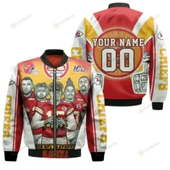 Kansas City Chiefs Afc West Personalized Bomber Jacket - Red And Yellow