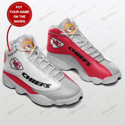 Kansas City Chiefs Air Jordan 13 Custom Name Sneaker Shoes In Gray Red