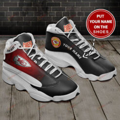 Kansas City Chiefs Air Jordan 13 Customized Sneaker Shoes In Black Red