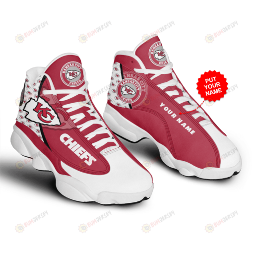 Kansas City Chiefs Air Jordan 13 Customized Sneaker Shoes In White Red