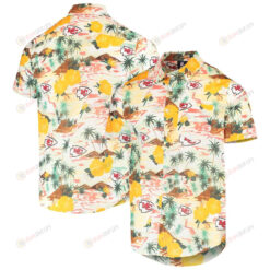 Kansas City Chiefs Cream Paradise Floral Button-Up Hawaiian Shirt