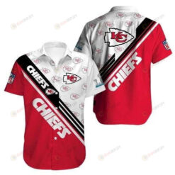 Kansas City Chiefs Curved Hawaiian Shirt In Red And White