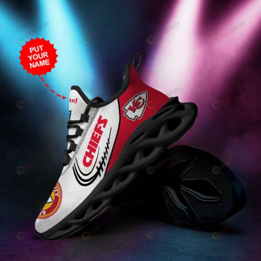 Kansas City Chiefs Custom Name 3D Max Soul Sneaker Shoes In Red White