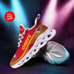 Kansas City Chiefs Custom Name 3D Max Soul Sneaker Shoes In Red Yellow