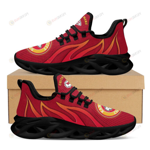 Kansas City Chiefs Custom Name Logo Pattern In Red 3D Max Soul Sneaker Shoes