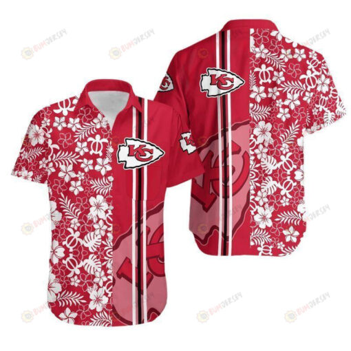 Kansas City Chiefs Floral and Turtle ??3D Printed Hawaiian Shirt