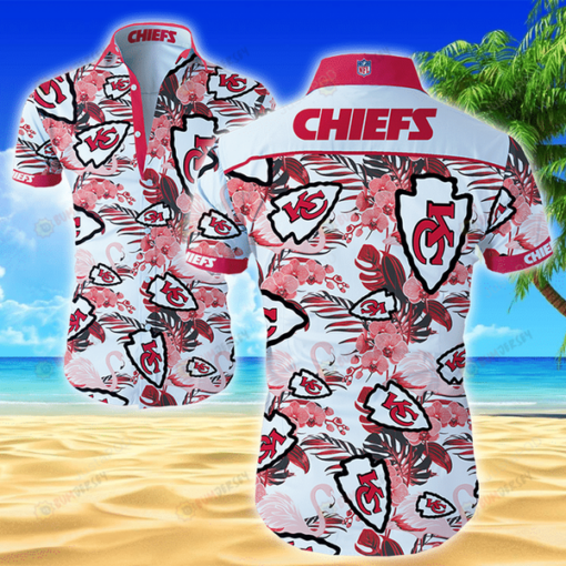 Kansas City Chiefs Flower Floral Flamingo ??3D Printed Hawaiian Shirt