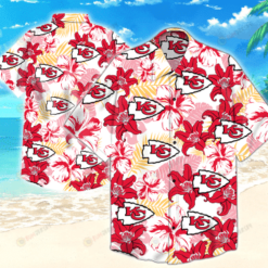 Kansas City Chiefs Flower Pattern Curved Hawaiian Shirt In Red & Pink