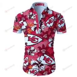 Kansas City Chiefs Flower & Leaf Pattern Curved Hawaiian Shirt In White & Red