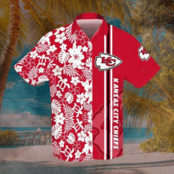 Kansas City Chiefs Hawaiian Shirt With Floral And Leaves Pattern In Red