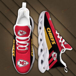 Kansas City Chiefs Logo Black Stripe Pattern 3D Max Soul Sneaker Shoes In Red