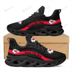 Kansas City Chiefs Logo Curve Line Pattern 3D Max Soul Sneaker Shoes In Black