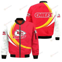 Kansas City Chiefs Logo Curve Pattern Bomber Jacket - Red/ White