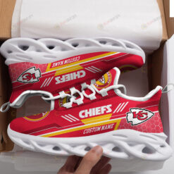 Kansas City Chiefs Logo Custom Name In Red 3D Max Soul Sneaker Shoes