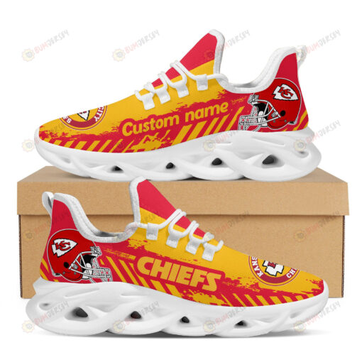 Kansas City Chiefs Logo Custom Name In Red And Yellow 3D Max Soul Sneaker Shoes