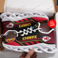 Kansas City Chiefs Logo Custom Name Pattern 3D Max Soul Sneaker Shoes In Black And Red