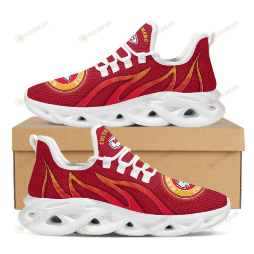 Kansas City Chiefs Logo Custom Name Pattern In Red 3D Max Soul Sneaker Shoes