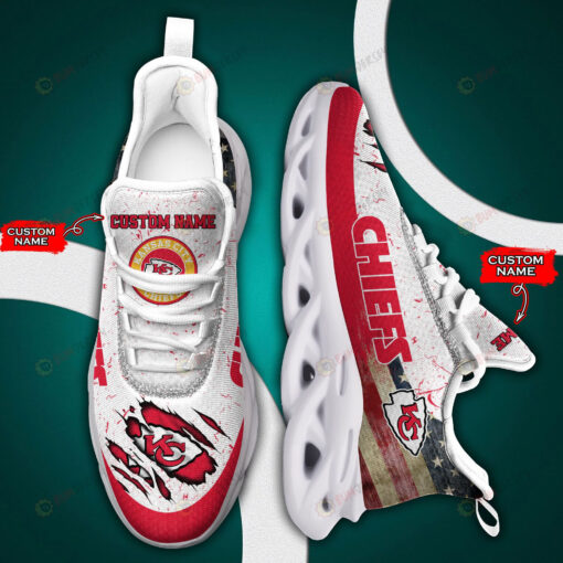 Kansas City Chiefs Logo Flag Pattern Custom Name 3D Max Soul Sneaker Shoes