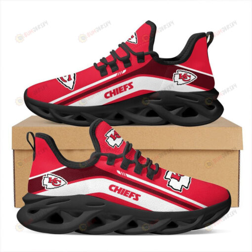 Kansas City Chiefs Logo Pattern 3D Max Soul Sneaker Shoes In Red White