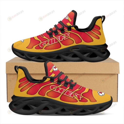 Kansas City Chiefs Logo Pattern 3D Max Soul Sneaker Shoes In Red Yellow